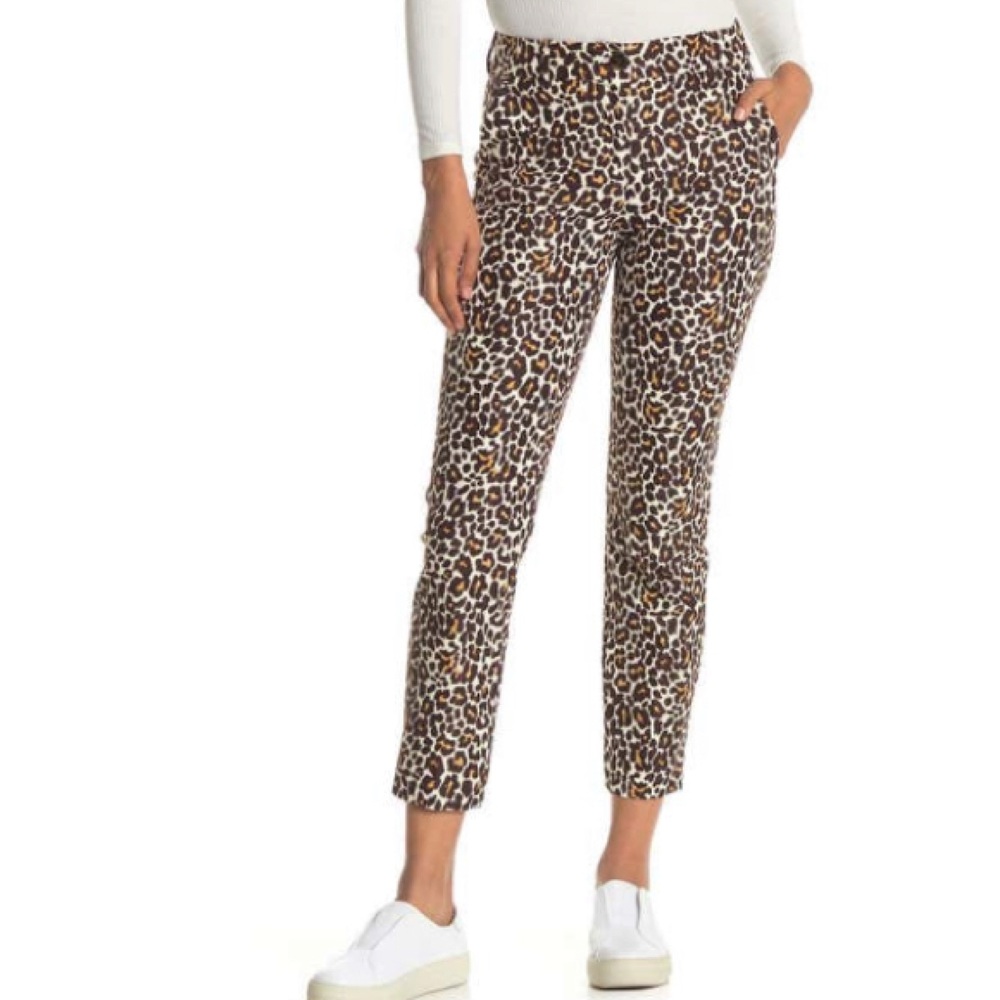 J Crew leopard print slim pants size 4